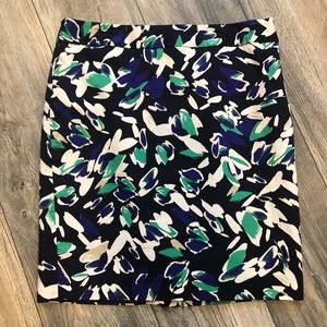 LOFT navy blue floral pencil skirt